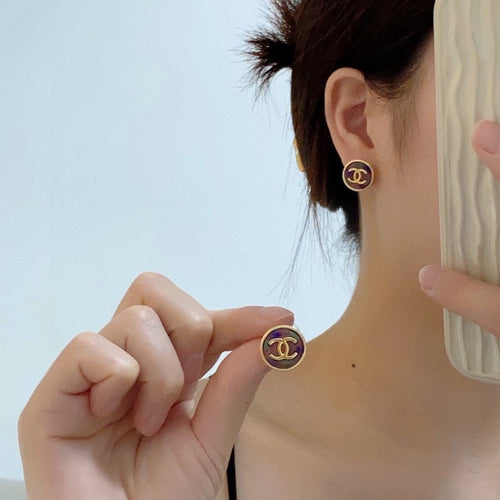 18K  Chanel Colorful Round Earrings