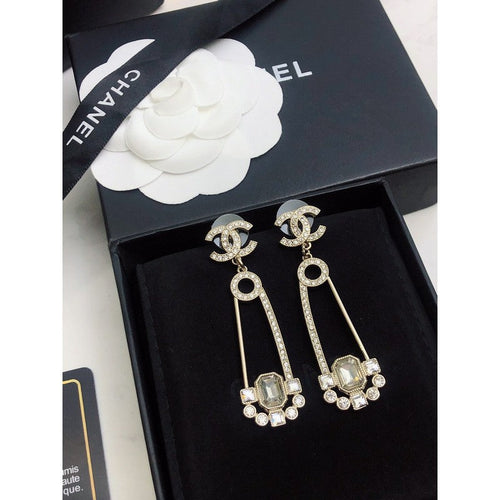 18K  Chanel Crystal Pendant Earrings